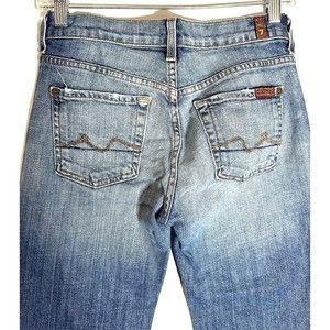7 FOR ALL MANKIND -  Boycut Womens Jeans Button Fly Blue Denim - Size 26 X 33